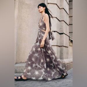 NWT Zara Floral Cut Out Tulle Maxi Dress Size XS